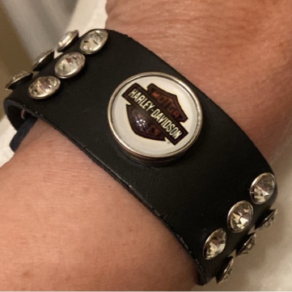 Harley Leather Bling Bracelet - Picture 2 of 6